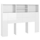 ZNTS Headboard Cabinet High Gloss White 140x19x103.5 cm 811868