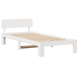 Bed Frame with Headboard White 90 x 190 cm Solid Pine Wood 872675