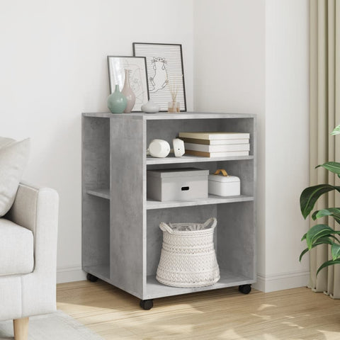 ZNTS Side Table with Wheels Concrete Grey 55x60x78 cm Engineered Wood 853158