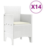 Garden Dining Set with Cushions with Cushion 15 pcs White PP 3378806