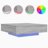 Coffee Table with LED Lights Grey Sonoma 100x100x31 cm 836607