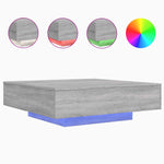 ZNTS Coffee Table with LED Lights Grey Sonoma 100x100x31 cm 836607