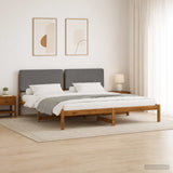 Bed Frame with Upholstered Headboard Natural and Light Grey 3405048