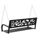 Garden Swing Bench Black Steel and Plastic Medium 317145