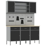 Work Cabinet with Drawer 7 pcs Black Engineered Wood and Steel 3321430