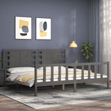 Bed Frame without Mattress Grey 200x200 cm Solid Wood Pine 3192838