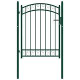 Fence Gate "EMMEN" with Arched Top Steel 100x98,5 cm Green 146364