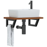Basin Shelf Wall Mounted Steel and Solid Wood Oak 3302351