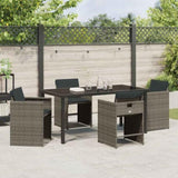 Garden Dining Set with Cushion 5 pcs Grey Poly Rattan 3379982