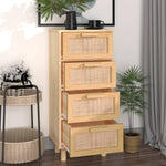 ZNTS Sideboard Brown 40x30x90 cm Solid Wood Pine and Natural Rattan 345644