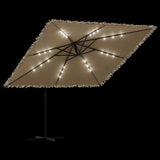 Garden Parasol with with LEDs and Steel Pole Brown 269x269x235 cm 4005087
