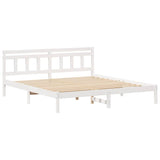 Bed Frame with Headboard White Solid pine wood 872363