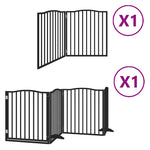 Dog Gate with Door Foldable 6 Panels Black 480 cm Poplar Wood 3155629