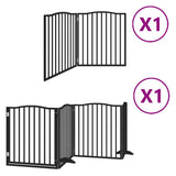 Dog Gate with Door Foldable 6 Panels Black 480 cm Poplar Wood 3155629