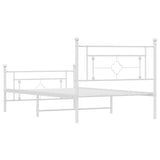 Metal Bed Frame without Mattress with Footboard White 107x203cm 374402