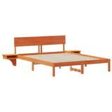 Bed Frame with Headboard Wax Brown 150 x 200 cm Solid Pine Wood 873444