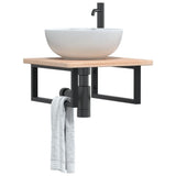 Basin Shelf Wall Mounted Steel and Solid Wood Oak 3302381
