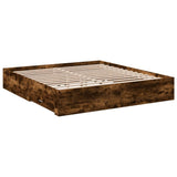 Bed Frame with Drawers without Mattress Smoked Oak 200x200 cm 3280360