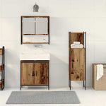 Bathroom Furniture Set with Door 3 pcs Brown 33 x 33 x 102.5 cm 3334367