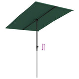 Garden Parasol with Aluminium Pole 2x1.5 m Green 47336