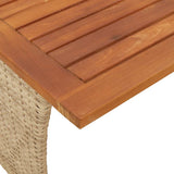 Garden Table with Acacia Wood Top Beige 105x75x72 cm Poly Rattan 4104140