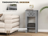 Set of Two Elegant Floral Cut-Out Side Tables - Grey T3398P344559