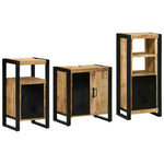 Bathroom Furniture Set with Shelf 3 pcs Brown Solid Mango Wood 3305622