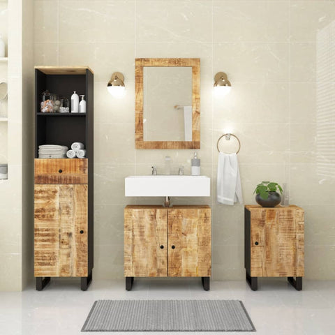 4 Piece Bathroom Furniture Set Solid Wood Mango 3200641