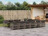 13 Piece Garden Dining Set with Cushions Grey Poly Rattan 3210944