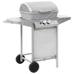 Gas BBQ Grill with 2 Cooking Zones Silver Stainless Steel 44274