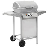 Gas BBQ Grill with 2 Cooking Zones Silver Stainless Steel 44274