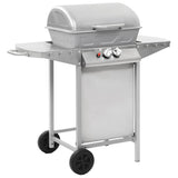 Gas BBQ Grill with 2 Cooking Zones Silver Stainless Steel 44274