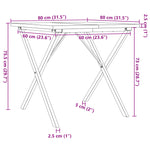 ZNTS Dining Table X-Frame 80x80x75.5 cm Solid Wood Pine and Steel 3282761