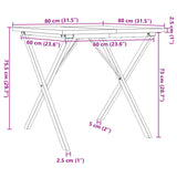 ZNTS Dining Table X-Frame 80x80x75.5 cm Solid Wood Pine and Steel 3282761