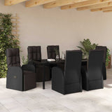 Garden Dining Set with Cushion 7 pcs Black Poly Rattan 3379531