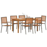 Garden Dining Set 7 pcs Grey Solid Acacia Wood 3365539