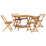 5 Piece Garden Dining Set Beige Fabric and Solid Wood 3281787