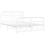 Metal Bed Frame without Mattress with Footboard White 140x190cm 377184
