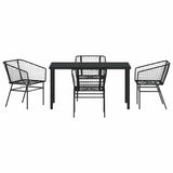 Garden Dining Set 5 pcs Black Poly Rattan 3380892