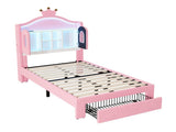 LED Velvet Crown Bed Frame with Multifunctional Storage Headboard, Package 1, Pink N652P466225P