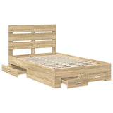 Bed Frame with Drawer Sonoma Oak 135 x 190 cm Engineered Wood 3411982