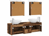 Bathroom Furniture Set 5 pcs Old Wood Engineered Wood and Glass 3406957