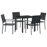 Garden Dining Set 5 pcs Black PE Rattan 3379080
