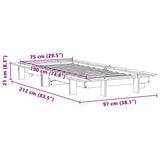 Bed Frame without Mattress White 75x190 cm Small Single Solid Wood Pine 850684