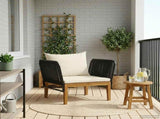 Garden Chair with Cushions Solid Acacia Wood & Rope Natural 42022068