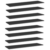 805407 Bookshelf Boards 8 pcs High Gloss Black 100x30x1,5 cm Engineered Wood