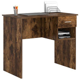 Desk with Drawer Smoked Oak 90 x 49 x 75 cm Engineered Wood 869270