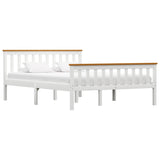 ZNTS Bed Frame without Mattress White Solid Pinewood 140x200 cm 283247