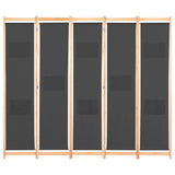 5-Panel Room Divider Grey 200x170x4 cm Fabric 248177