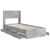 Bed Frame with Storage and Headboard Concrete Grey 90 x 190 cm 3414344